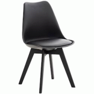 Décoshop26 - Chaise de salle à manger x1 design scandinave en plastique et PVC noir et pieds en bois noir 10_0002276 - noir 3000250934596 Décoshop26 - Chaise de salle à manger x1 design scandinave en plastique et PVC noir et pieds en bois noir 10_0002276 - noir 3000250934596