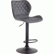 Décoshop26 - Tabouret de bar x1 avec coutures décoratives en forme de losanges en PVC gris et métal noir 10_0004650 - gris 3000252213972 Décoshop26 - Tabouret de bar x1 avec coutures décoratives en forme de losanges en PVC gris et métal noir 10_0004650 - gris 3000252213972