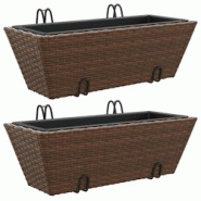 Helloshop26 - Jardinière bac lit surélevé plantes fleurs jardin terrasses avec crochets lot de 2 résine tressée marron 02_0038864 - 3000218068301 Helloshop26 - Jardinière bac lit surélevé plantes fleurs jardin terrasses avec crochets lot de 2 résine tressée marron 02_0038864 - 3000218068301