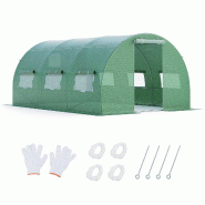 Helloshop26 - Serre de jardin tunnel 400 x 300 x 200 cm robuste avec protection PE et ventilation pratique en acier galvanisé vert 20_0013571 - vert