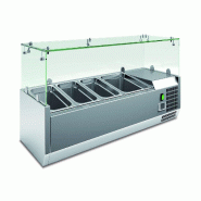 KLIMAITALIA Vitrine réfrigérée en acier inoxydable avec superstructure en verre. Thermomètre digital. Dégivrage automatique. Température +2°C/+