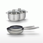 Lot 2 Poêles 24/28 cm & 2 Faitouts 20/24 cm Elo Profi Therm Platinum - gris inox 3176239989830