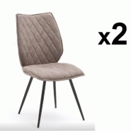 LOT DE 2 CHAISES DESIGN NIME TISSU SABLE ET PIEDS LAQUÉS ANTHRACITES