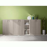 Lot de 2 armoires mi-hautes - About Office - Bois mélaminé - Portes battantes - L180 P45 H130/170 cm Lot de 2 armoires mi-hautes - About Office - Bois mélaminé - Portes battantes - L180 P45 H130/170 cm