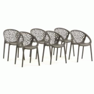 RATTATAN Lot de 6 chaises empilables en polypropylène renforcé de fibre de verre, extérieur et jardin, restaurant, cuisine design moderne – Ambra RATTATAN Lot de 6 chaises empilables en polypropylène renforcé de fibre de verre, extérieur et jardin, restaurant, cuisine design moderne – Ambra