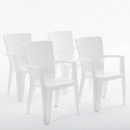RATTATAN Set de 4 chaises monobloc en polypropylène avec fibre de verre, effet rotin, empilables pour extérieur et jardin, bar et restaurant - Diana