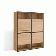 SKRAUT HOME Meuble à Chaussures, 120x145x35 cm, Chambre à coucher, pièce, Armoire  chaussures, Chêne - beige Bois manufacturé 458_33