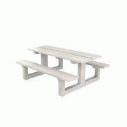 Table pique-nique RUBUS béton 6 places avec assises - Blanc Sablé