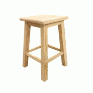 WellHome - Tabouret carré en bois massif couleur naturelle 31x31x50cm - beige WH15580