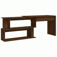 Bureau d'angle Chêne marron 200x50x76 cm Bois d'ingénierie Modèle Apex Métal - 8720286976302