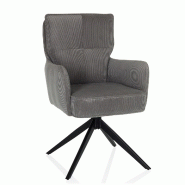 Chaise de salle à manger / chaise pivotante TARUGO Tissu gris hjh LIVING - gris plastique 661030