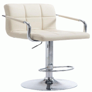 CLP Tabouret de bar Lucy V2  en similicuir avec Piètement en Métal Crème/Chrome - beige polyester 10606304