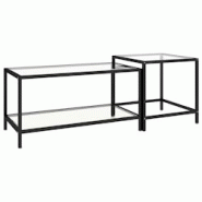 Décoshop26 - Lot de 2 tables basse tables d'appoint en verre trempé transparent et acier DEC032747 - 3000259130272 Décoshop26 - Lot de 2 tables basse tables d'appoint en verre trempé transparent et acier DEC032747 - 3000259130272
