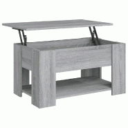 Décoshop26 - Table basse avec plateau relevable 79 x 49 x 41 cm bois d'ingénierie gris DEC040085 - gris Bois massif 3000264743733