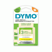 DYMO Starter Pack de 3 rubans LetraTag, noir/jaune-argent-blanc, 12 mm x 4 m - noir matière synthétique S0721800 DYMO Starter Pack de 3 rubans LetraTag, noir/jaune-argent-blanc, 12 mm x 4 m - noir matière synthétique S0721800