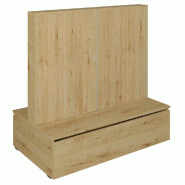 Gondole double face Vertigo T03 avec tiroir MDF nat et chêne clair 125x74x125cm