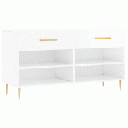 Helloshop26 - Banc à chaussures bottes commode étagère meuble entrée rangement brillant 102 x 35 x 55 cm bois d'ingénierie blanc 02_0022896 - bla