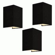 Helloshop26 - Lot de 3 appliques murales forme angulaire E27 60 w 20 x 16 x 13 cm abat-jour en lin noir 03_0007351 - 3001874482722 Helloshop26 - Lot de 3 appliques murales forme angulaire E27 60 w 20 x 16 x 13 cm abat-jour en lin noir 03_0007351 - 3001874482722