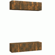 Helloshop26 - Lot de 4 meubles TV muraux pratiques élégants 60 x 30 x 30 cm en bois d'ingénierie chêne fumé 02_0055237 - Bois massif 3000238894850