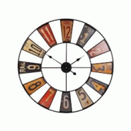 Horloge en métal Recyclerie 80 cm The Home Deco Factory - multicolore 3664944197126 Horloge en métal Recyclerie 80 cm The Home Deco Factory - multicolore 3664944197126