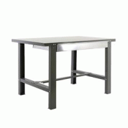 PROREGAL Établi BUFFALO METAL avec tiroir | HxLxP 83x150x73cm | Capacité de charge 600kg | Gris - gris métal RS46-10 PROREGAL Établi BUFFALO METAL avec tiroir | HxLxP 83x150x73cm | Capacité de charge 600kg | Gris - gris métal RS46-10