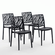 RATTATAN Set 4 Chaises en polypropylène avec fibre de verre empilables pour extérieur et jardin, bar et restaurant, cuisine design moderne - DAFNE - RATTATAN Set 4 Chaises en polypropylène avec fibre de verre empilables pour extérieur et jardin, bar et restaurant, cuisine design moderne - DAFNE -