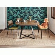 Table de réunion extensible Paul en placage bois - piètement design en acier - 120/180 x 120 cm