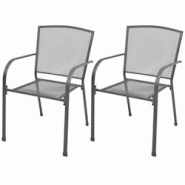 VidaXL Chaises Empilables De Jardin Lot De 2 Acier Gris - gris 42705 VidaXL Chaises Empilables De Jardin Lot De 2 Acier Gris - gris 42705