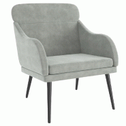 VidaXL Fauteuil Gris clair 63x76x80 cm Velours Modèle Orion Focus Plus - 351436
