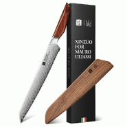 XinZuo - Couteau à pain en Damas 26 cm de lame - Série X03 Xing - Mauro Uliassi (chef 3 étoiles Michelin) - multicolore X03-MB