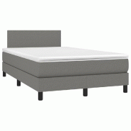 Décoshop26 - Cadre de lit LED avec sommier tête de lit matelas 120x200 cm tissu gris foncé TDL0208419 - gris 3001539282728