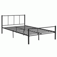 Décoshop26 - Lit pour adultes en métal avec lattes métalliques structure en acier noir 120 x 200 cm 03_0002692 - noir métal 3000325799785