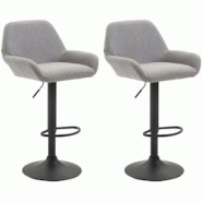 Décoshop26 - Lot de 2 tabourets de bar moderne et confortable en tissu gris clair pieds trompette en métal noir TDB10228 - gris 3000891269606 Décoshop26 - Lot de 2 tabourets de bar moderne et confortable en tissu gris clair pieds trompette en métal noir TDB10228 - gris 3000891269606