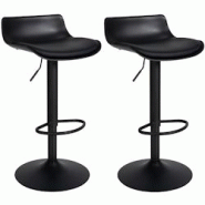 Décoshop26 - Tabouret de bar x2 avec repose-pieds hauteur réglable desing moderne en PVC noir et métal noir 10_0004017 - noir 3000251892550 Décoshop26 - Tabouret de bar x2 avec repose-pieds hauteur réglable desing moderne en PVC noir et métal noir 10_0004017 - noir 3000251892550