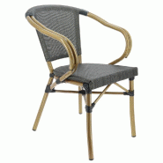 Fauteuil empilable d'extérieur Biarritz en aluminium et textylène - bronze