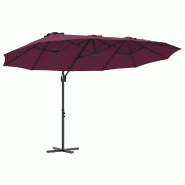 Helloshop26 - Parasol incliné moderne extérieur balcon jardin 372 x 198 x 243 cm en polyester bordeaux 02_0058753 - aluminium 3000240754425