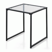 Helloshop26 - Table d'appoint carrée 43 x 43 x 45 cm robuste et durable pour salon jardin porche en verre trempé noir 20_0019574 - noir verre 300023