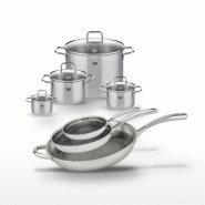 Lot de Poêles 24/28/32cm et Faitouts 12/16/20/26cm Elo Relief Evolution - gris inox 3176239956290