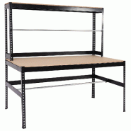 Mendler Station d'emballage HWC-J84, table d'emballage table de travail, support de rouleau réglable en hauteur, bois acier 183x183x90cm, noir - noir
