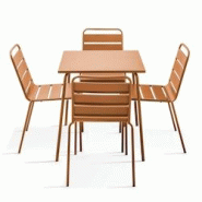 Oviala Business Ensemble table de jardin et 4 chaises en métal Caramel - marron acier 114646 Oviala Business Ensemble table de jardin et 4 chaises en métal Caramel - marron acier 114646