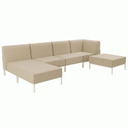 Oviala Business Salon de jardin bas modulable uni 5 places beige Oviala 360 x 153 x 78 cm - beige polyester 115923