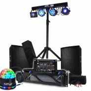 Pack Sono BM SONIC Amplificateur 1000W, Paire d'Enceintes 2x300W, Table de Mixage, Portique + 48 effets lumières EUPHORIA LED - 3666638036766