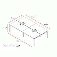 Table de réunion rectangulaire Ogi U - MDD - Non, Blanc Pastel, 240, Alu_0