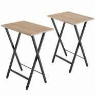 Tectake Ensemble de 2 tables d’appoint pliables Phoenix - Bois clair industriel, Chêne Sonoma - 404778 - marron Bois massif 404778