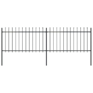 Vidaxl clôture de jardin avec dessus en lance acier 3,4 x 1 m noir 277612