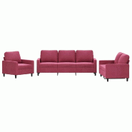 VidaXL Ensemble de canapés 3 pcs avec coussins Rouge bordeaux Velours Modèle Sérénité Horizon - 3201480