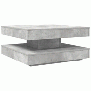 VidaXL Table basse rotative à 360 degrés gris béton 70x70x34,5 cm Modèle Velvet Design - 858482