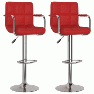 VidaXL Tabourets de bar lot de 2 rouge bordeaux similicuir Modèle Aero Essence Élite - 334599