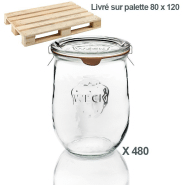 1 palette de 480 bocaux en verre weck® corolles® 1062 ml avec couvercles et joints (clips non inclus)
