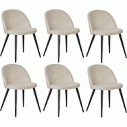 Chaise en velours avec pieds en acier Velvet Lot de 6 Venture Home - beige 3700866352349 Chaise en velours avec pieds en acier Velvet Lot de 6 Venture Home - beige 3700866352349